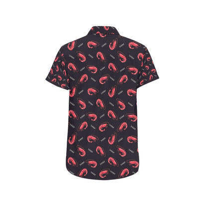 Shrimp Print Design LKS302 Men Short Sleeve Button Up Shirt