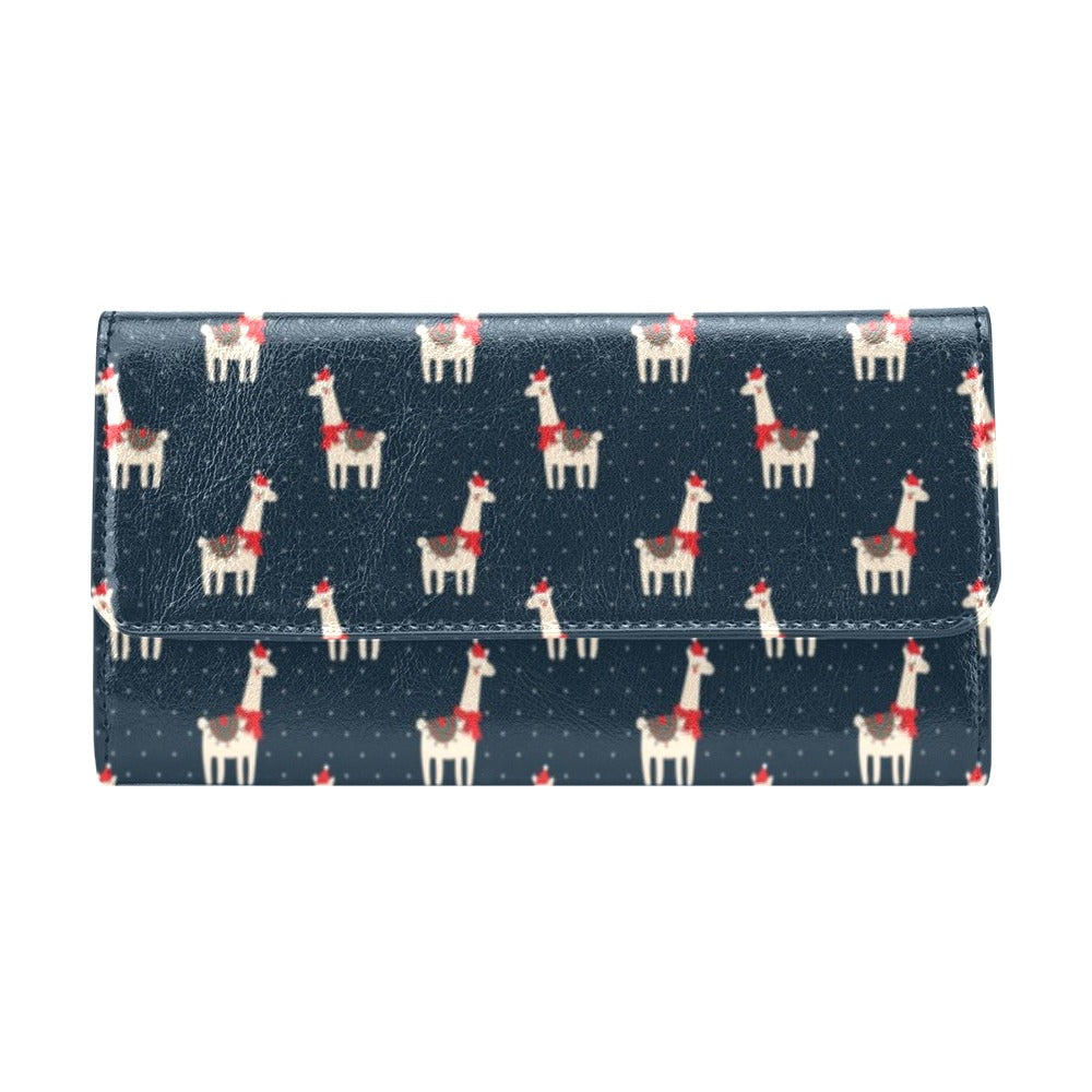 Llama with Polka Dot Themed Print Women's Trifold Wallet