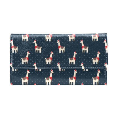 Llama with Polka Dot Themed Print Women's Trifold Wallet