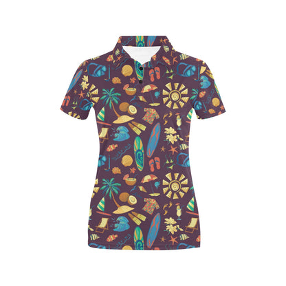 Aloha Hawaii Pattern Print Design 01 Women's Polo Shirt