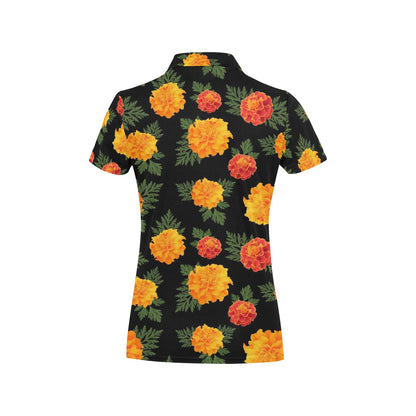 Marigold Pattern Print Design MR05 Women's Polo Shirt