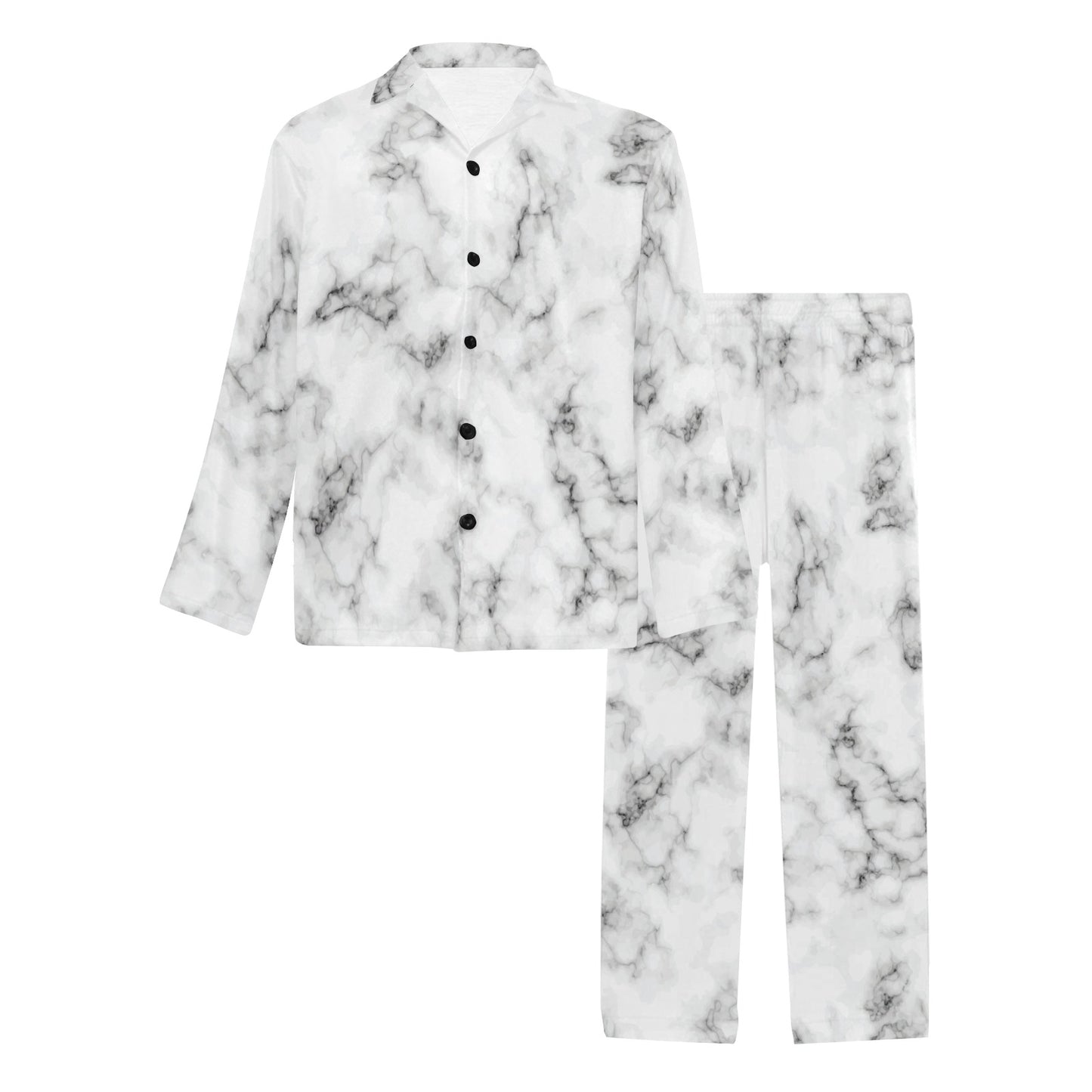 Marble Pattern Print Design 01 Men's Long Pajama Set