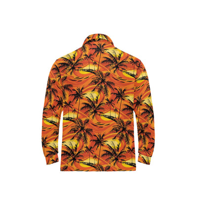 Palm Tree Pattern Print Design A02 Long Sleeve Polo Shirt For Men's