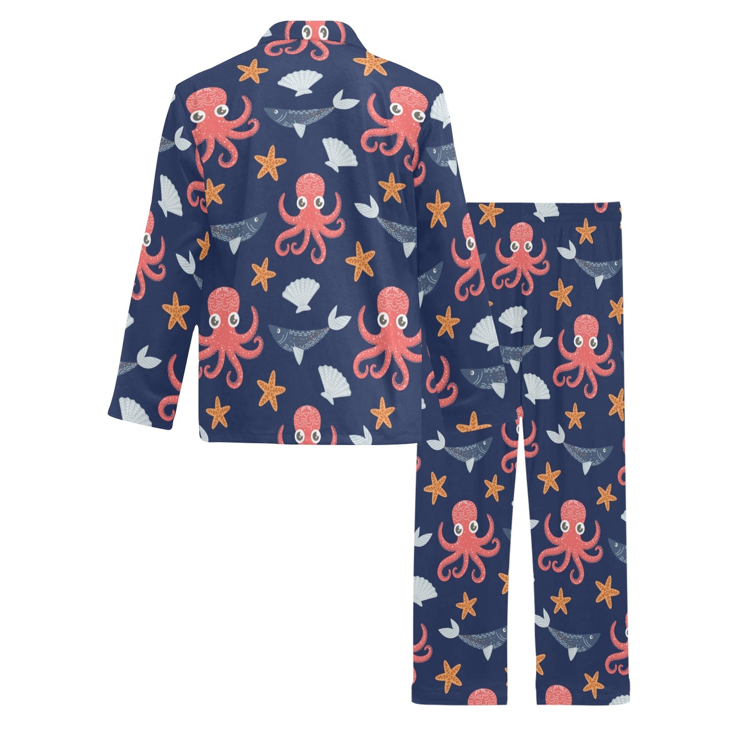 Octopus Pattern Print Design A04 Men's Long Pajama Set