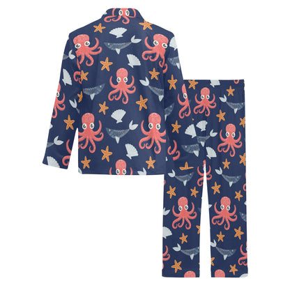 Octopus Pattern Print Design A04 Men's Long Pajama Set