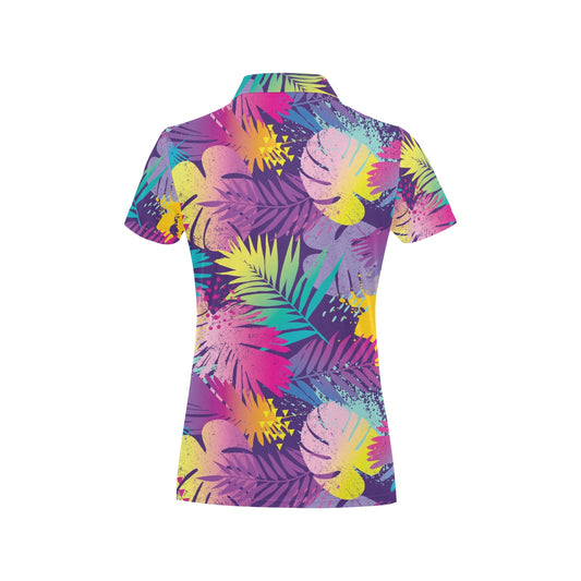 Palm Leaf Pattern Print Design A04 Women's Polo Shirt