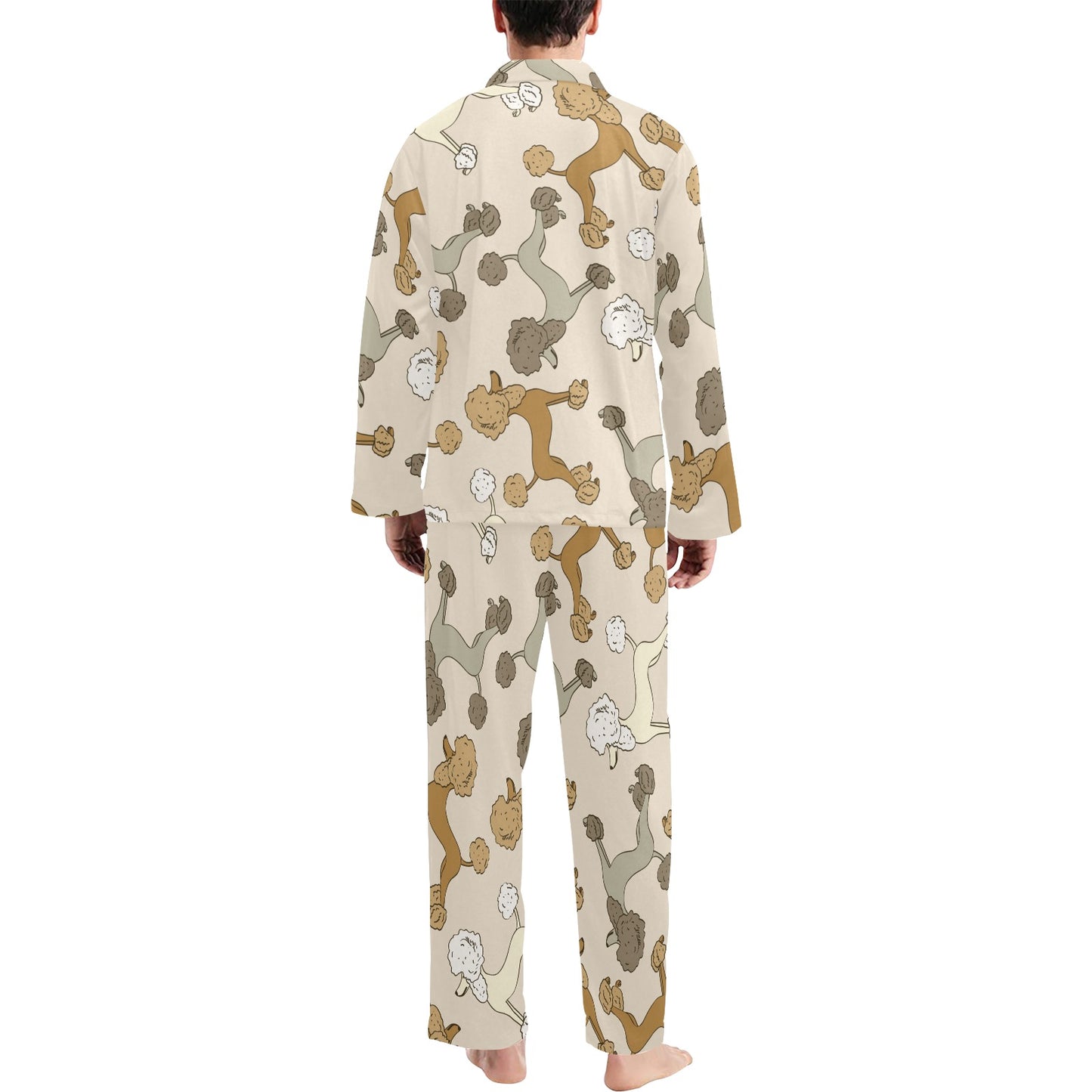 Poodle Pattern Print Design A01 Men's Long Pajama Set