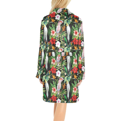 Tropical Flower Pattern Print Design TF03 Women's Fleece Robe