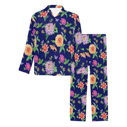 Dahlia Pattern Print Design DH010 Men's Long Pajama Set