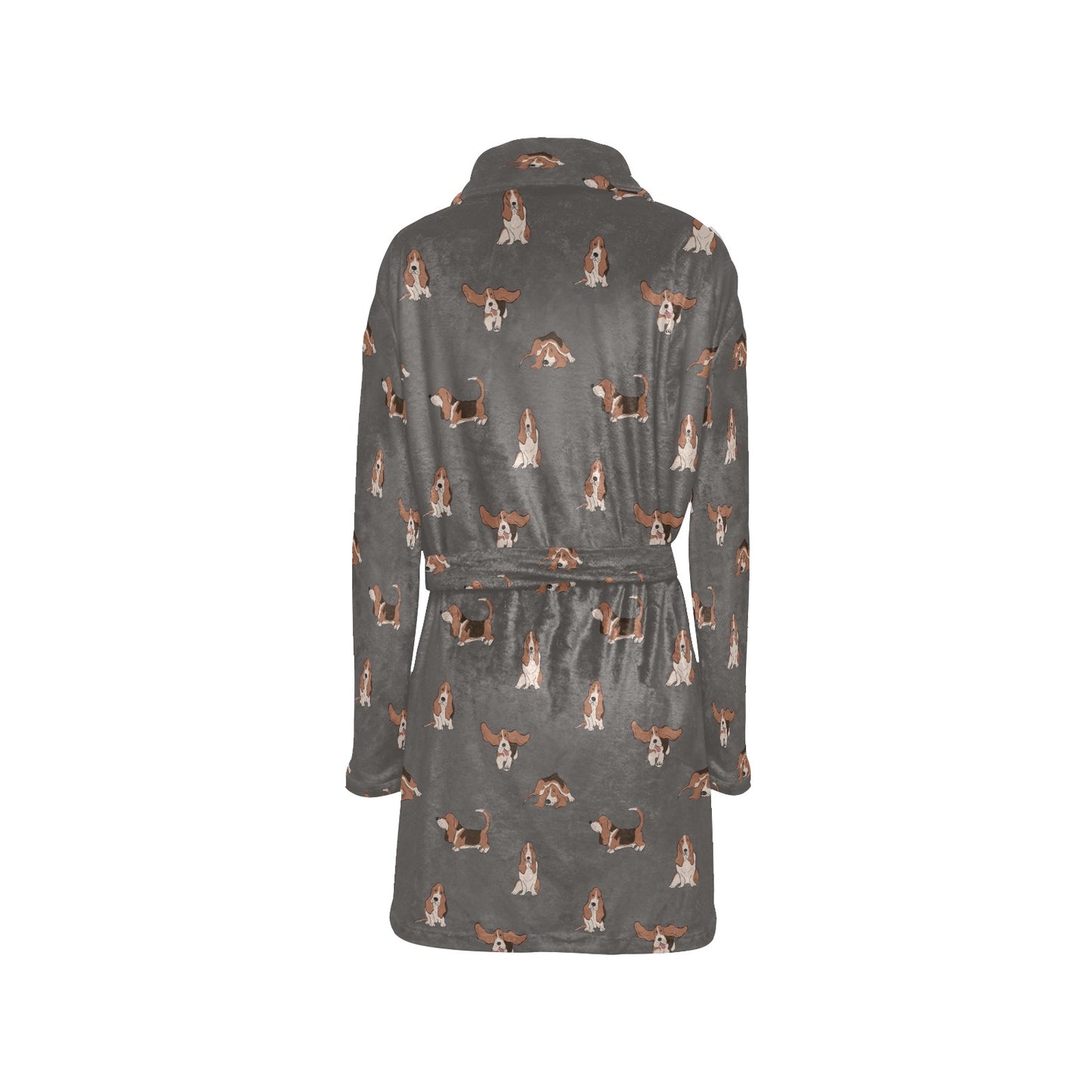 Basset Hound Pattern Print Design 03 Women's Fleece Robe