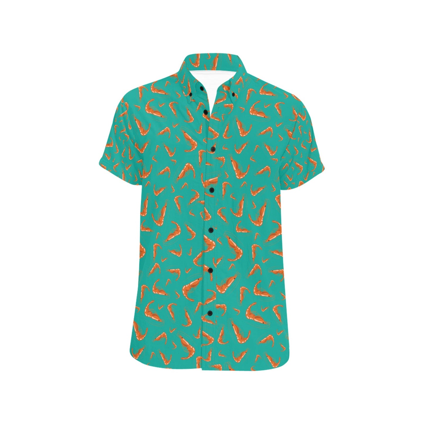 Shrimp Print Design LKS301 Men Short Sleeve Button Up Shirt