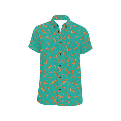 Shrimp Print Design LKS301 Men Short Sleeve Button Up Shirt