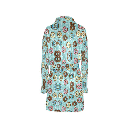 Emoji Donut Print Pattern Women's Fleece Robe