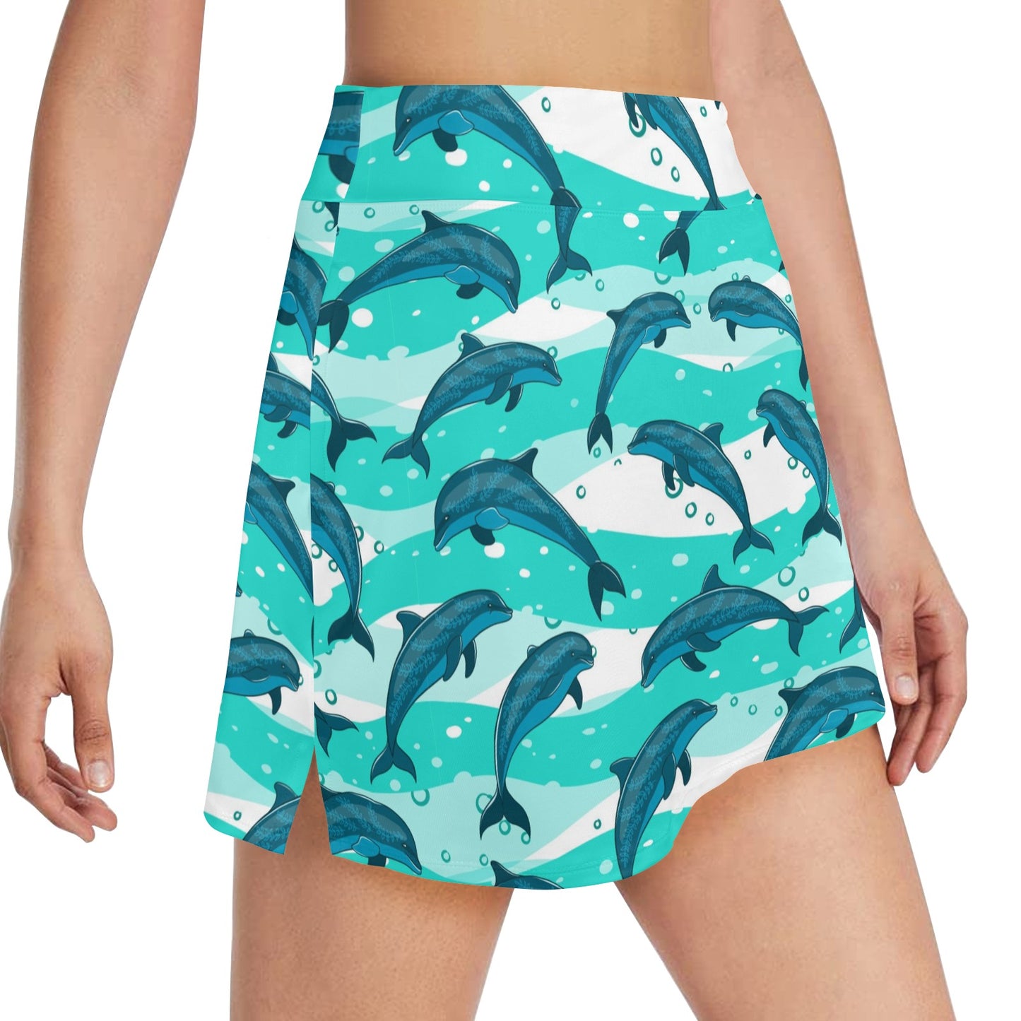 Dolphin Design Print Pattern 17" Golf & Pickleball Skort with Pockets
