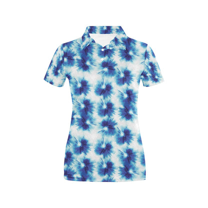 Tie Dye Blue Print Design LKS305 Women's Polo Shirt