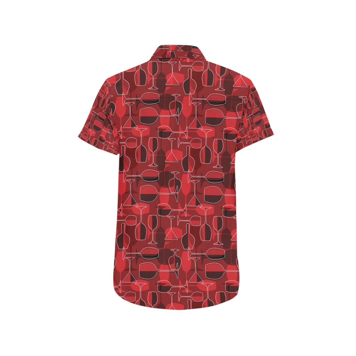 Wine Glass Print Design LKS301 Men Short Sleeve Button Up Shirt