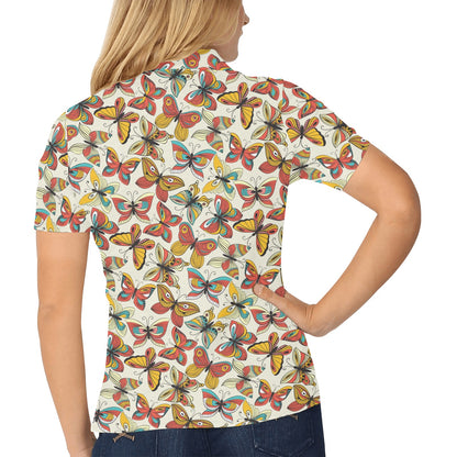 Butterfly Pattern Print Design 02 Women's Polo Shirt