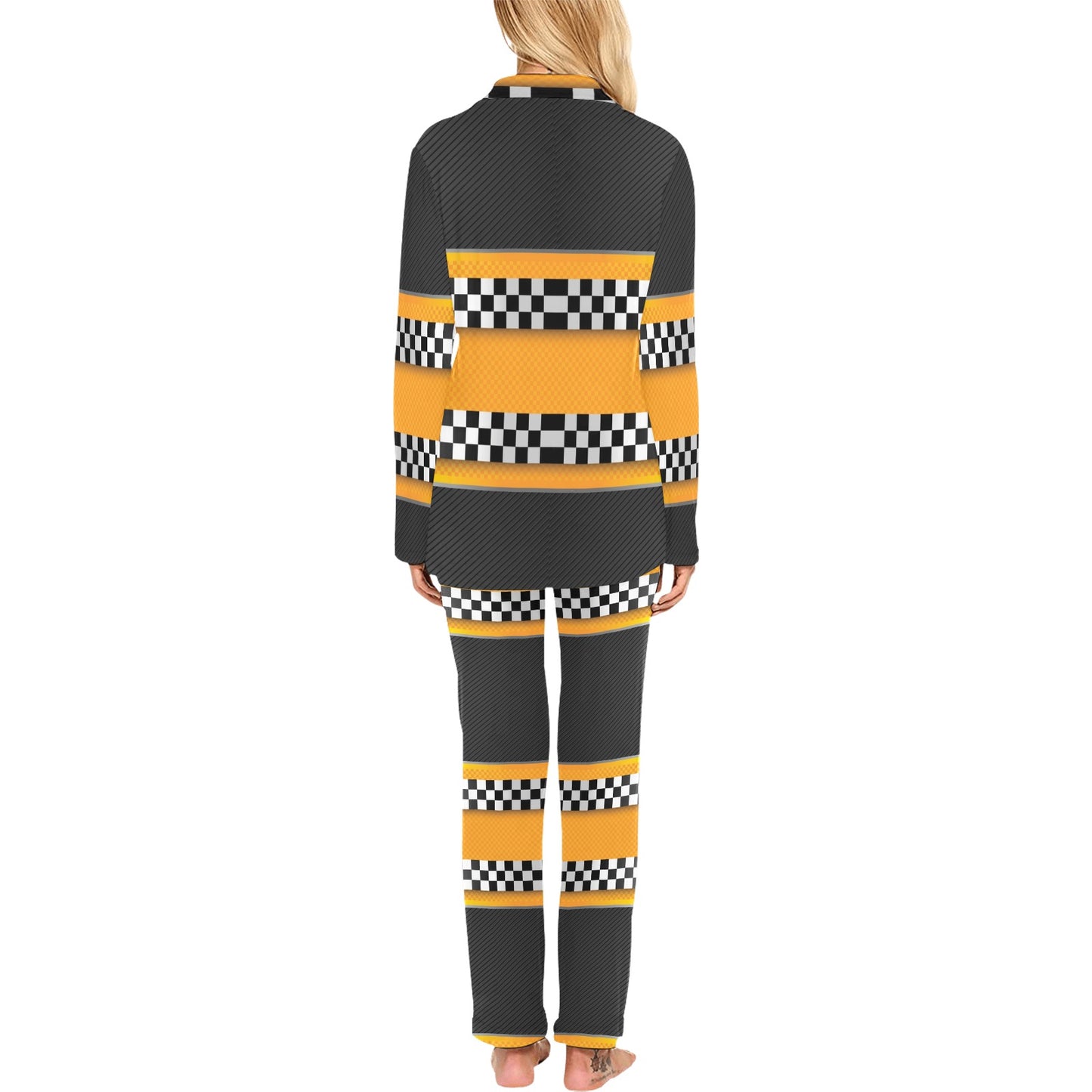 Checkered Pattern Print Design 01 Women's Long Pajama Set