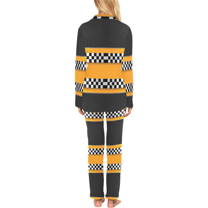 Checkered Pattern Print Design 01 Women's Long Pajama Set