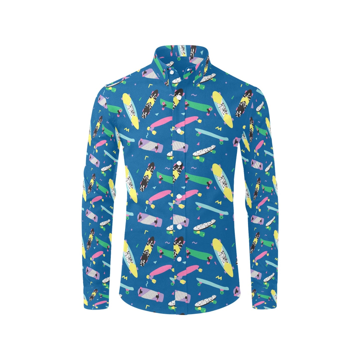 Skateboard Print Design LKS302 Men's Long Sleeve Dress Shirt