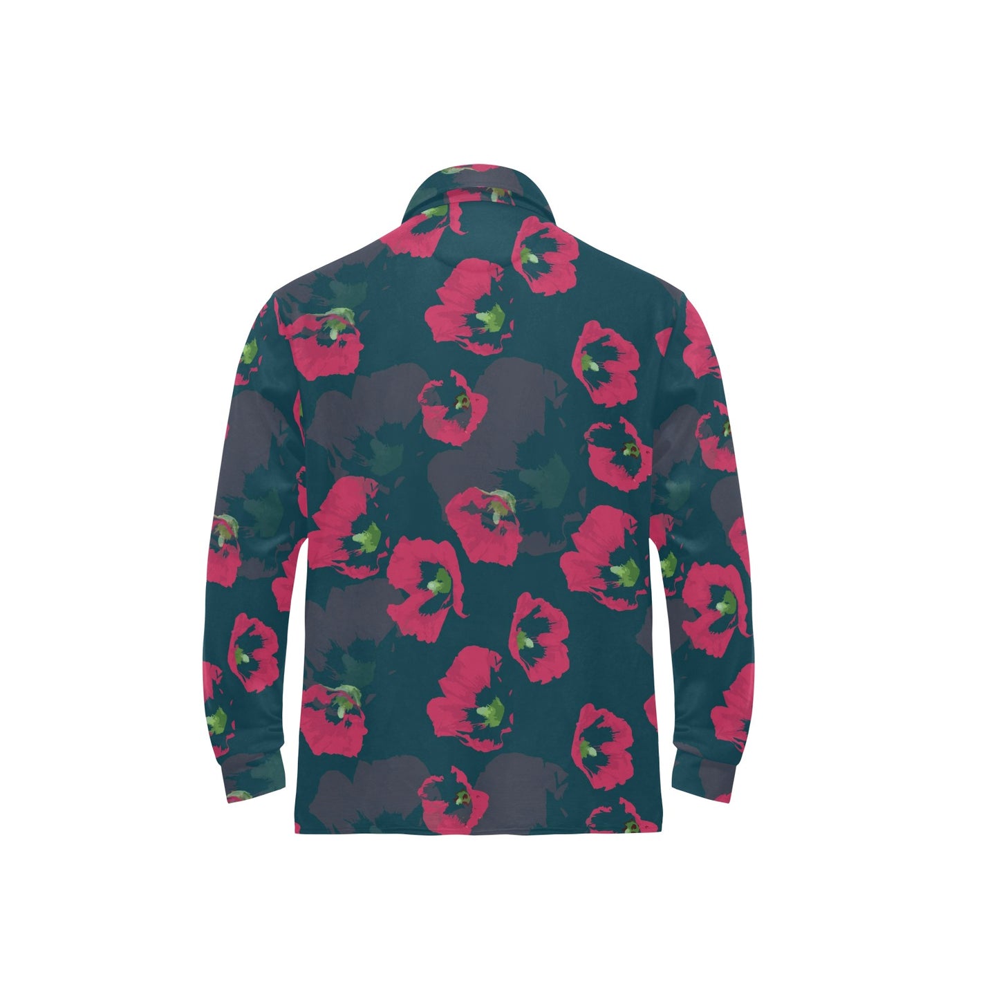 Morning Glory Pattern Print Design 01 Long Sleeve Polo Shirt For Men's