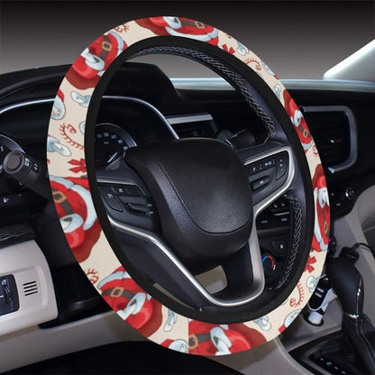 Santa Christmas Themed Print Design LKS302 Steering Wheel Cover with Elastic Edge