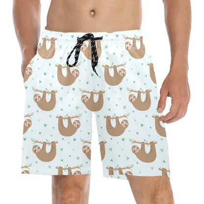 Sloth Print Design LKS308 Men's Swim Trunks Beach Shorts