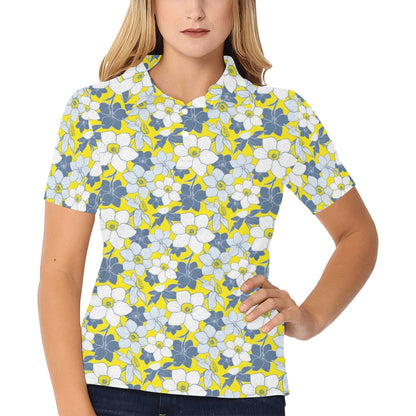 Daffodils Pattern Print Design 01 Women's Polo Shirt