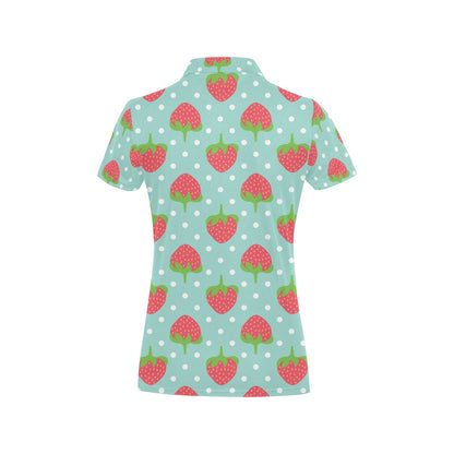 Strawberry Pattern Print Design SB06 Women's Polo Shirt