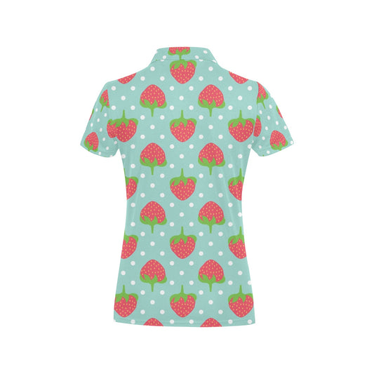 Strawberry Pattern Print Design SB06 Women's Polo Shirt