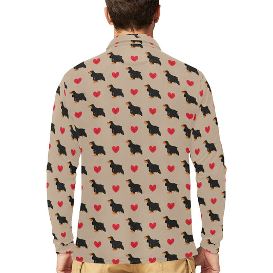Cocker Pattern Print Design 02 Long Sleeve Polo Shirt For Men's