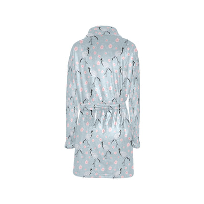 Sakura Bird Print Design LKS304 Women's Fleece Robe