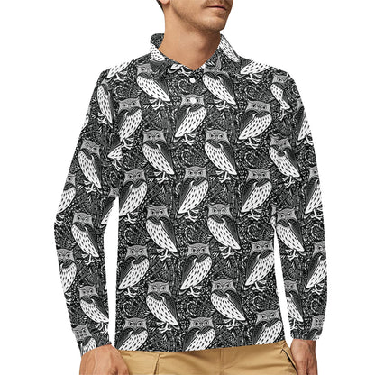 Tribal Pattern Print Design LKS308 Long Sleeve Polo Shirt For Men's