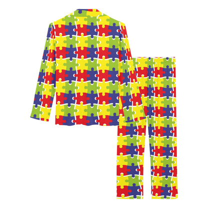Autism Awareness Pattern Print Design 03 Women's Long Pajama Set