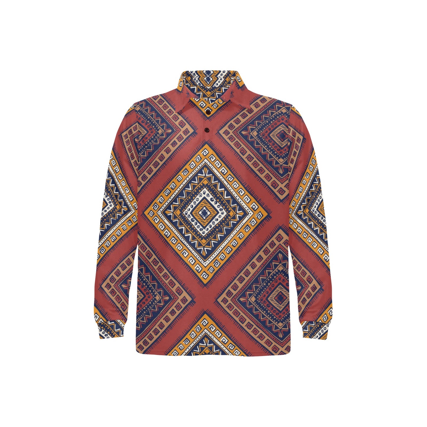 Native Pattern Print Design A06 Long Sleeve Polo Shirt For Men's