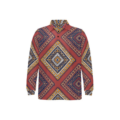 Native Pattern Print Design A06 Long Sleeve Polo Shirt For Men's