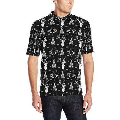 Deer Native Indian Print Pattern Men Polo Shirt