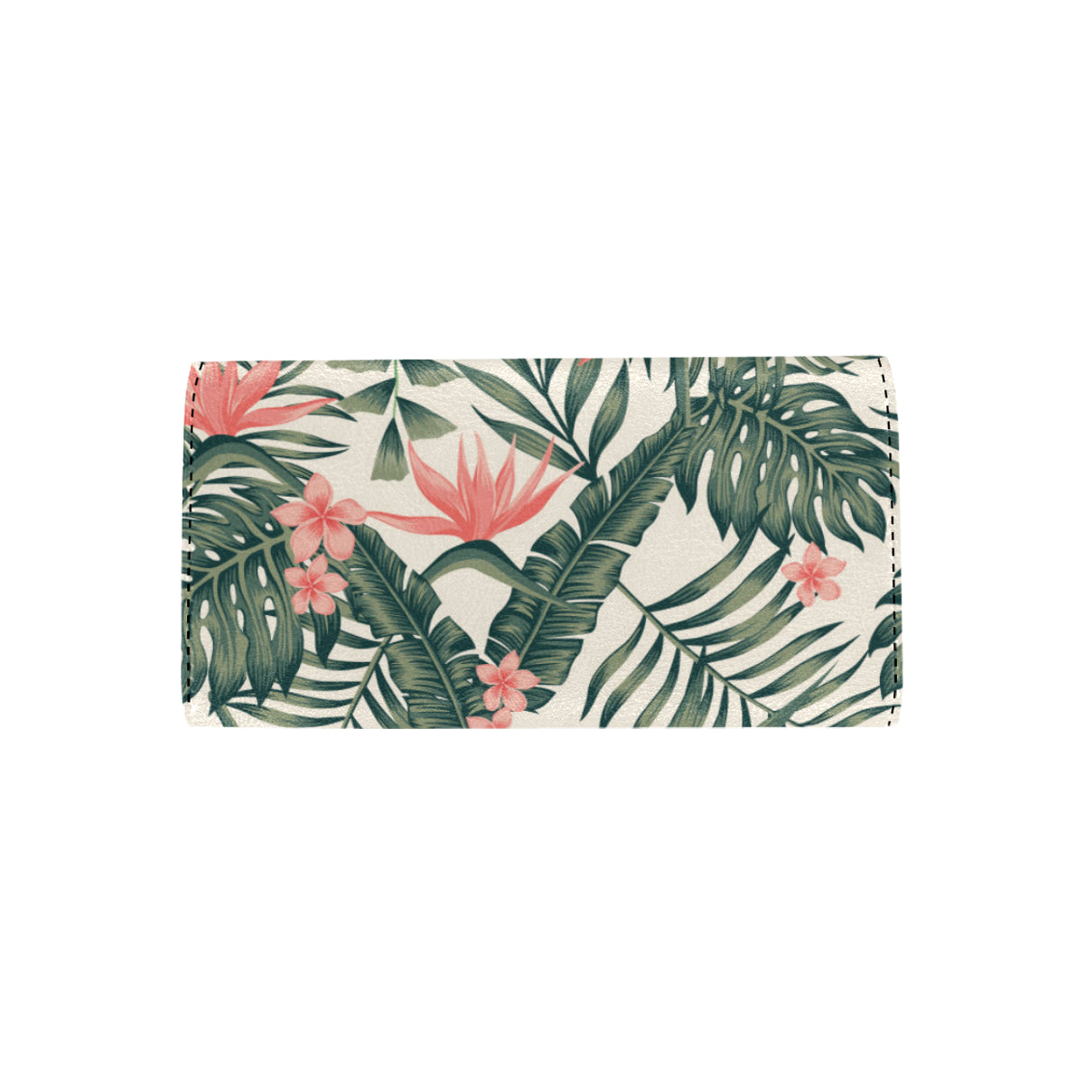Tropical Flower Palm Leaves Women's Trifold Wallet