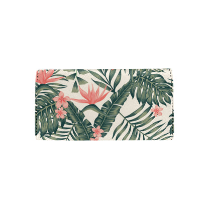 Tropical Flower Palm Leaves Women's Trifold Wallet
