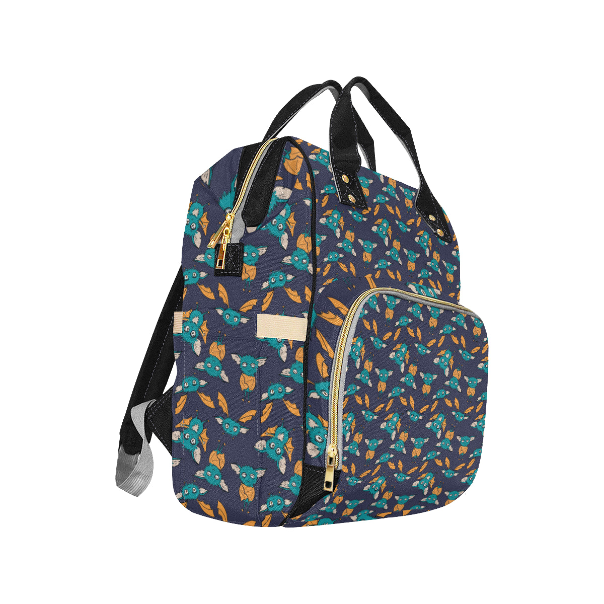 Bat Pattern Print Design 07 Diaper Bag Backpack