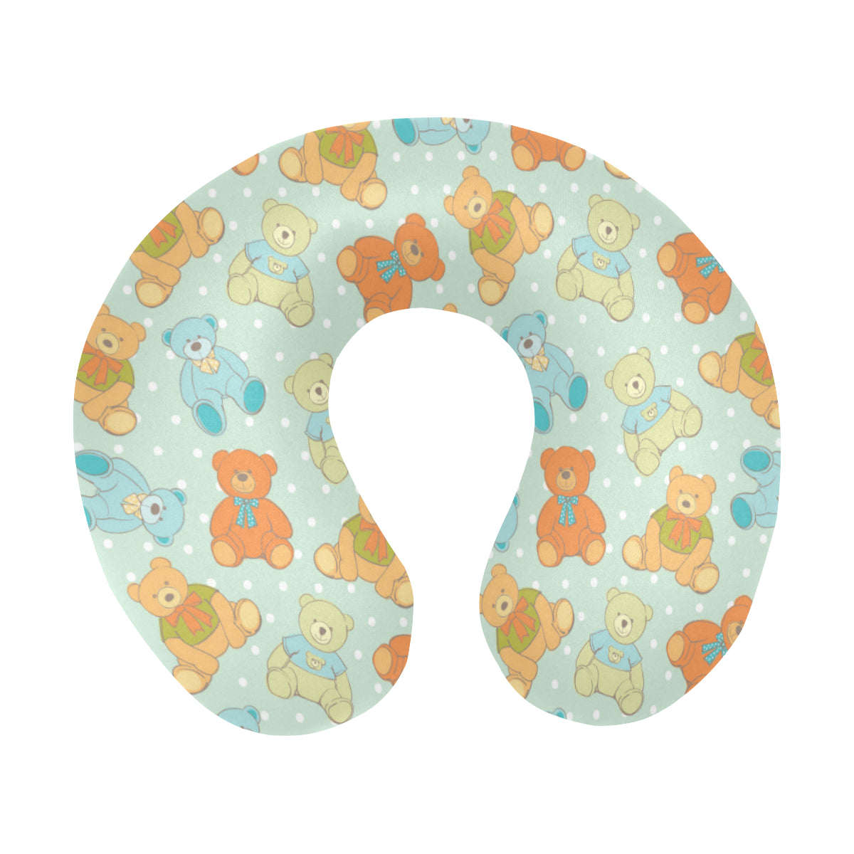 Bear Pattern Print Design 02 U-Shaped Travel Neck Pillow