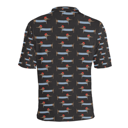 Dachshund Pattern Print Design 04 Men Polo Shirt