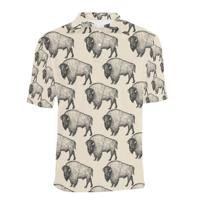 Bison Pattern Print Design 02 Men Polo Shirt