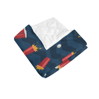 Beer Pong Pattern Print Design 01 Premium Quilt