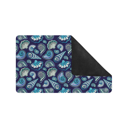 Beach Seashell Blue Print Rubber Doormat