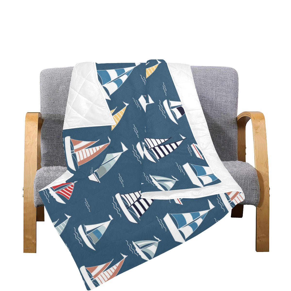 Sailing Ships Pattern Print Design A04 Premium Quilt