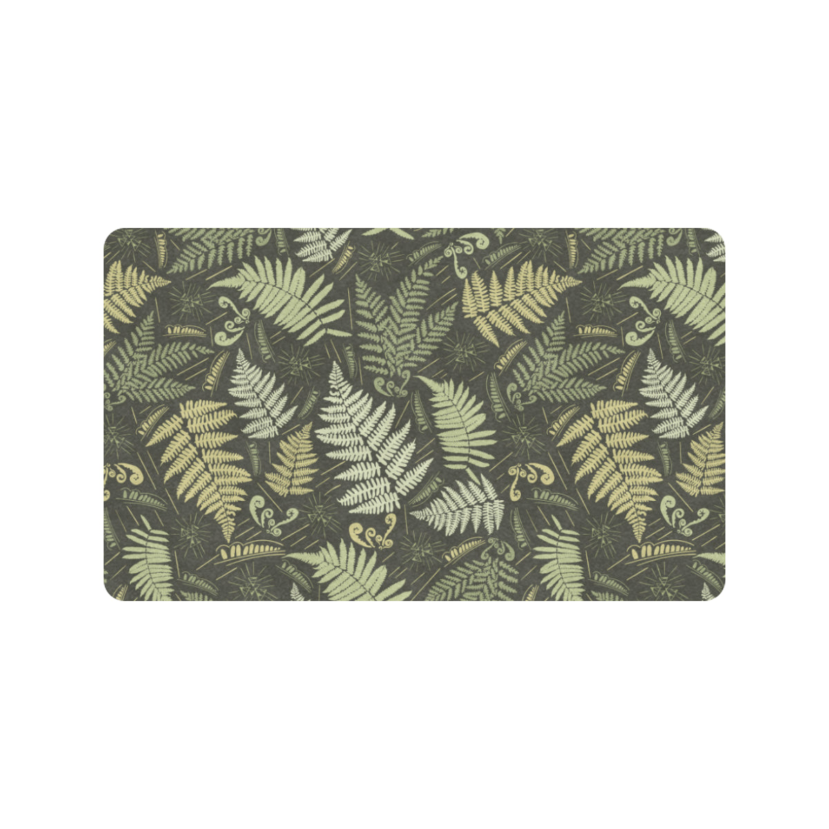 Fern Leave Green Print Pattern Rubber Doormat