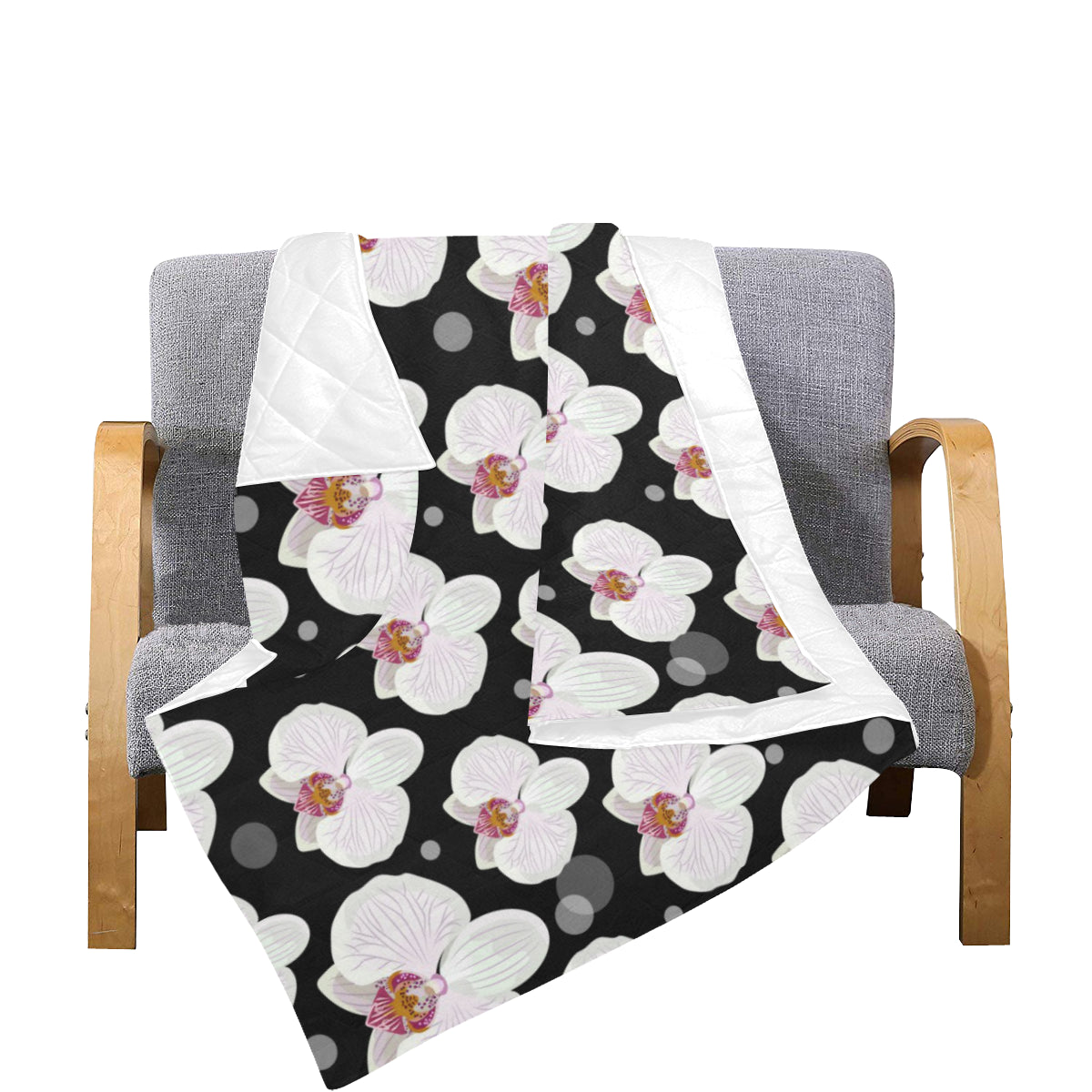 Orchid White Pattern Print Design OR09 Premium Quilt