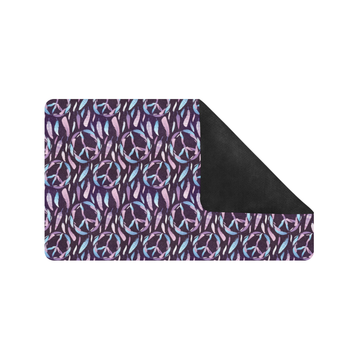 Peace Sign Feather Design Print Rubber Doormat