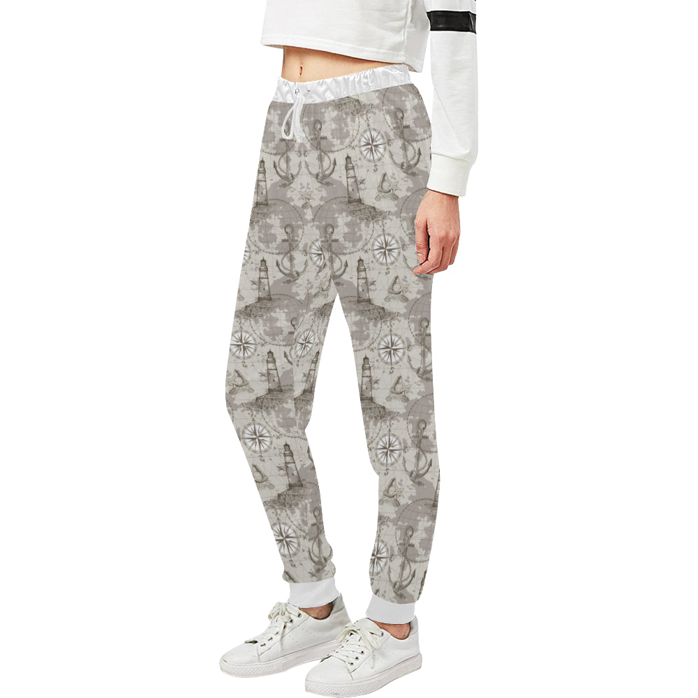 Nautical Map Design Themed Print Unisex Sweatpants